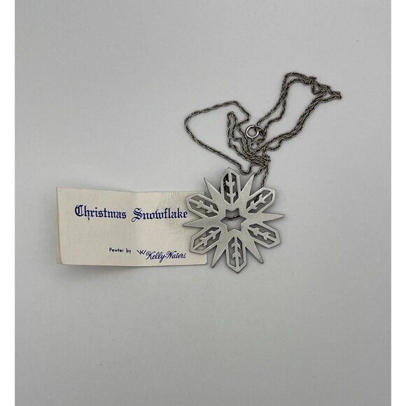 Snowflake  Pendant Ornament 2" Pewter By Kelly Waters Name Card Pouch - Picture 5 of 10